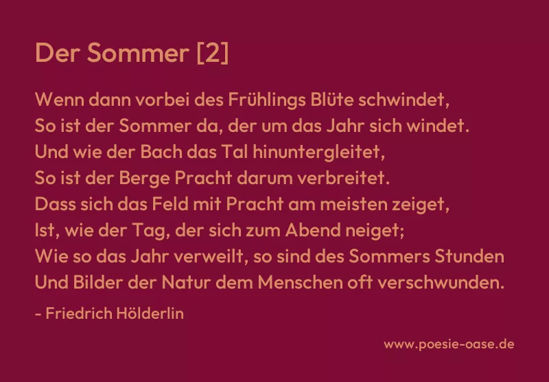 Gedicht: Der Sommer [2] von Friedrich Hölderlin