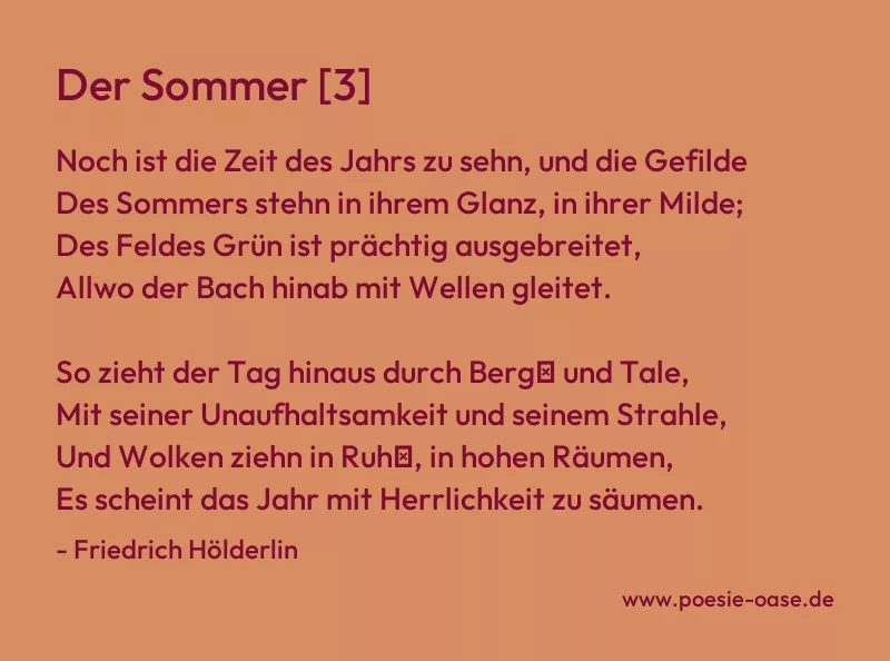 Gedicht: Der Sommer [3] von Friedrich Hölderlin