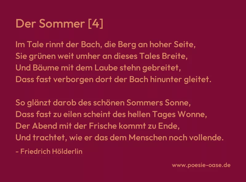 Gedicht: Der Sommer [4] von Friedrich Hölderlin