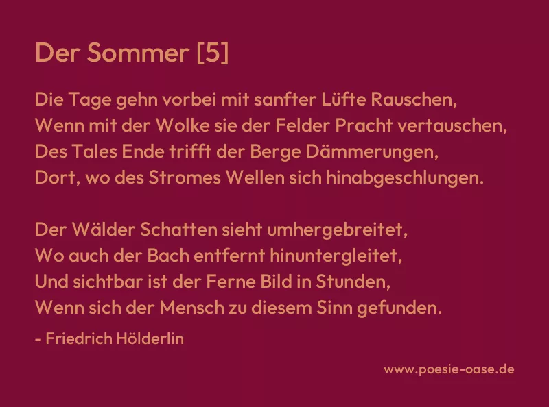 Gedicht: Der Sommer [5] von Friedrich Hölderlin