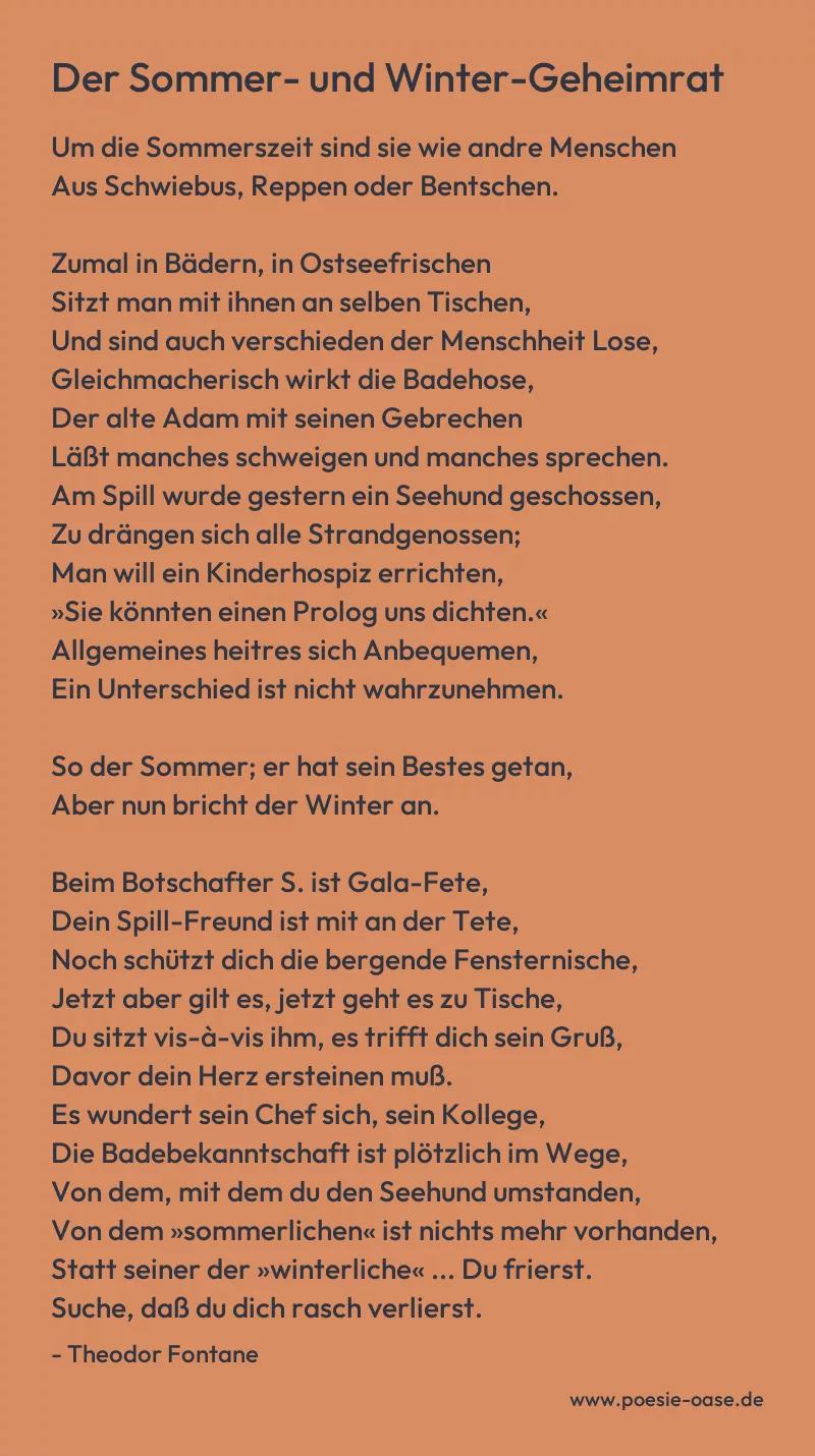 Gedicht: Der Sommer- und Winter-Geheimrat von Theodor Fontane