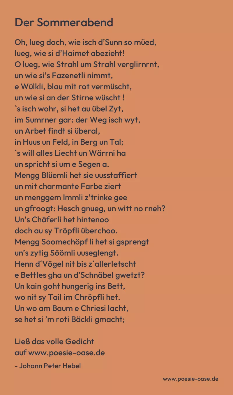 Gedicht: Der Sommerabend von Johann Peter Hebel