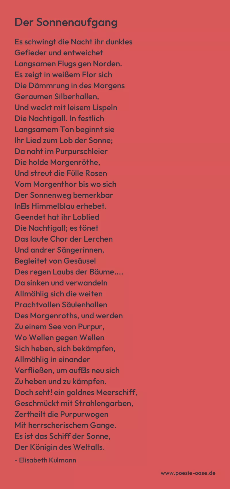 Gedicht: Der Sonnenaufgang von Elisabeth Kulmann