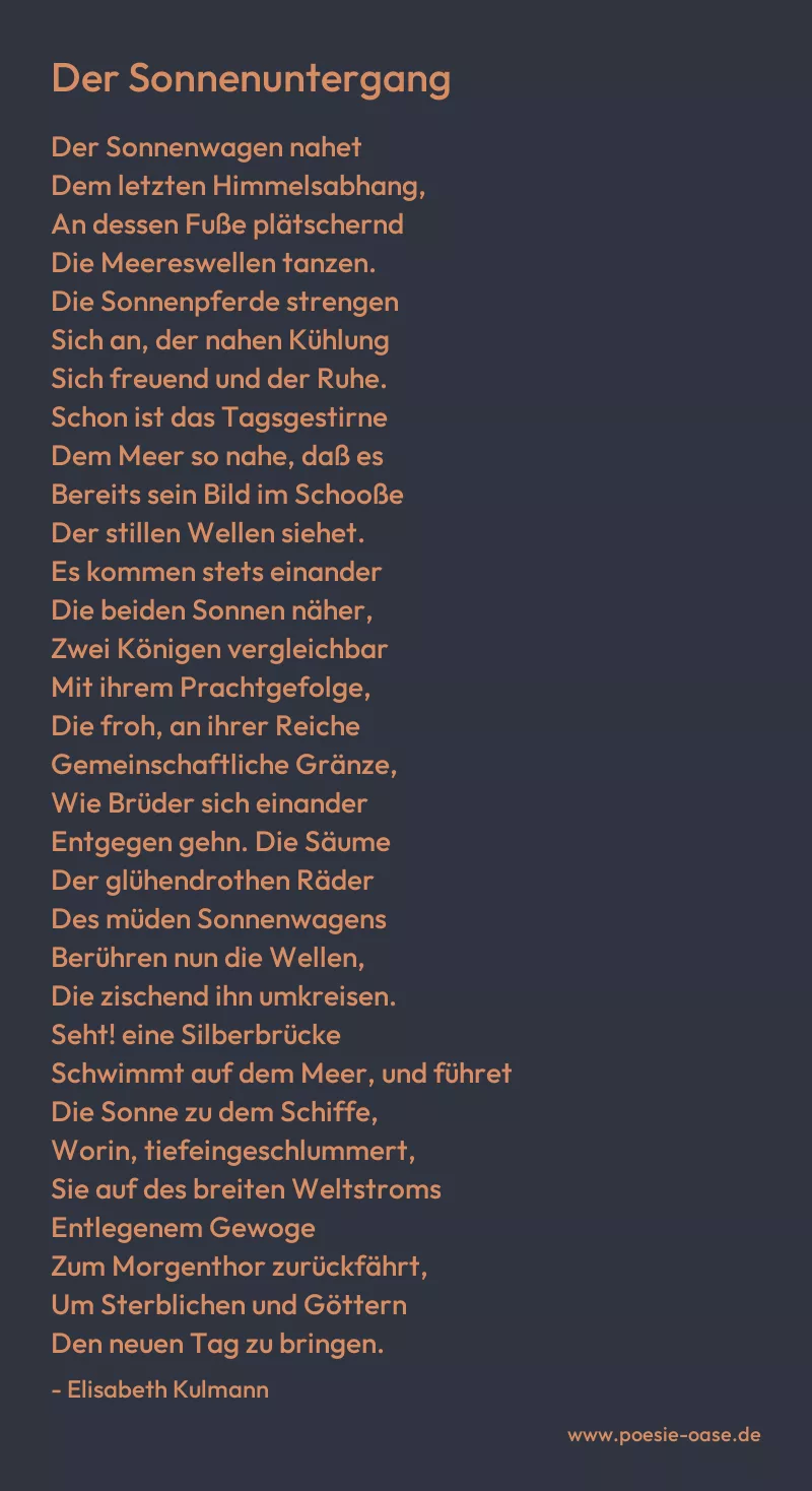 Gedicht: Der Sonnenuntergang von Elisabeth Kulmann