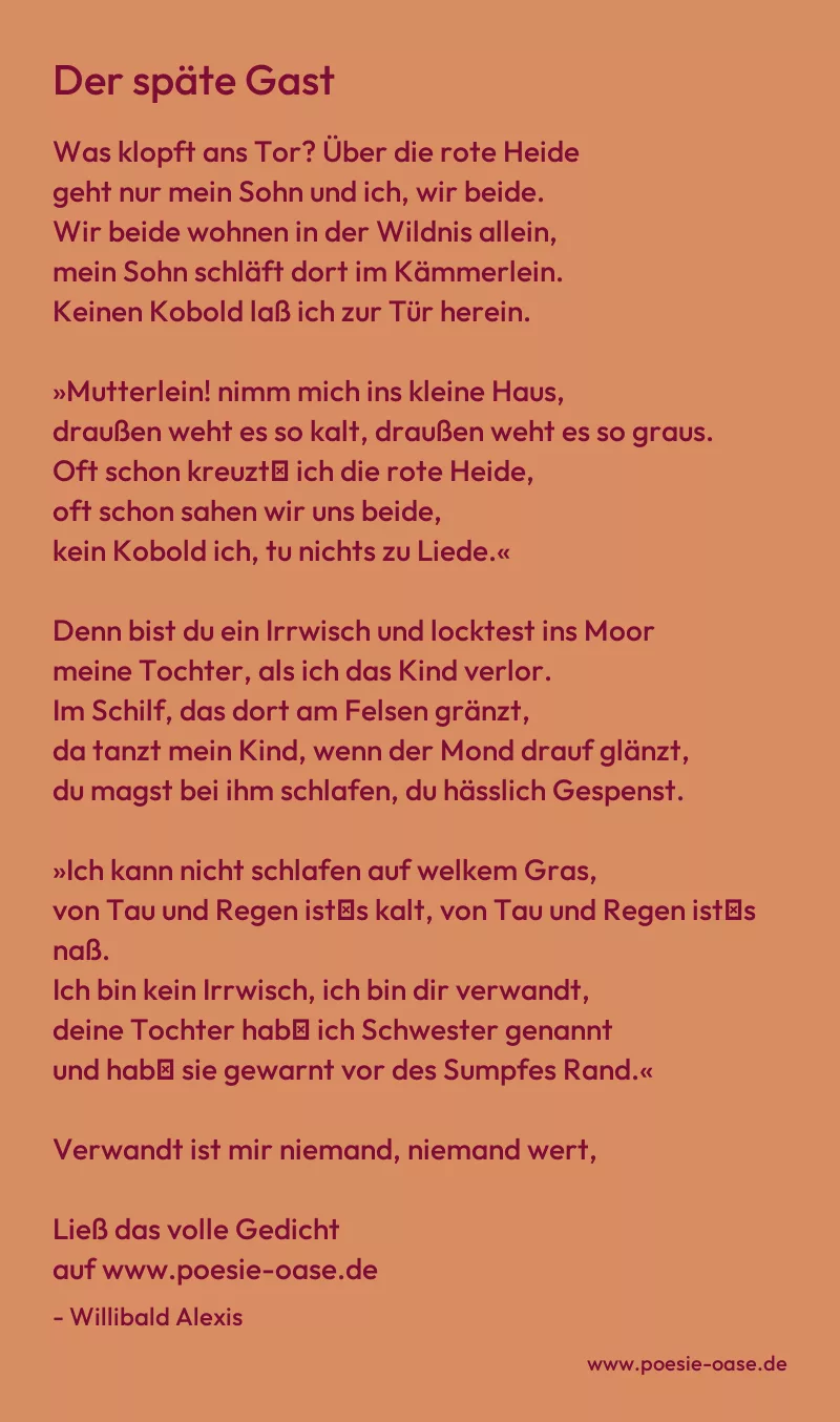 Gedicht: Der späte Gast von Willibald Alexis