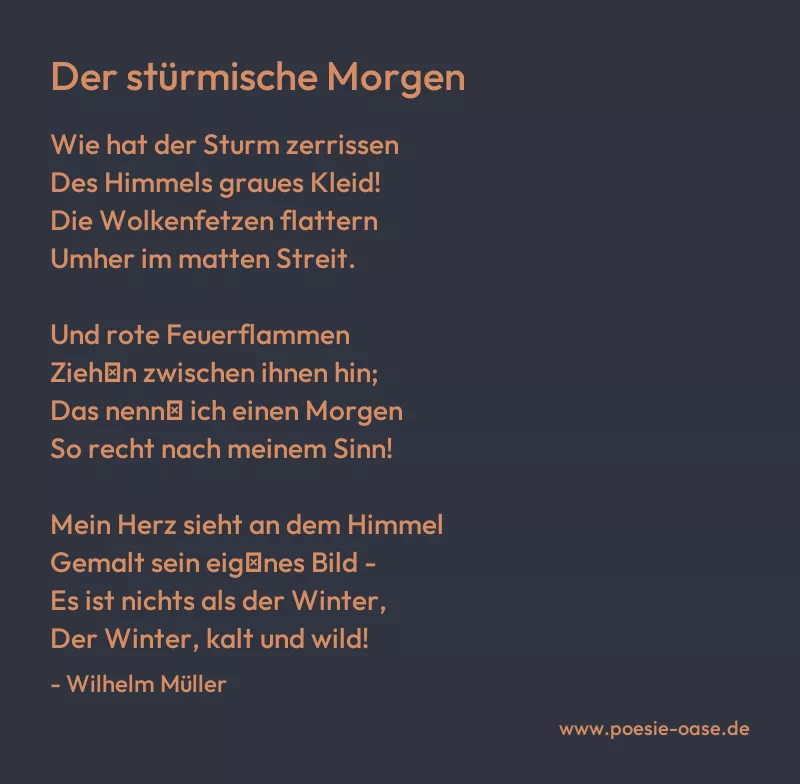 Gedicht: Der stürmische Morgen von Wilhelm Müller