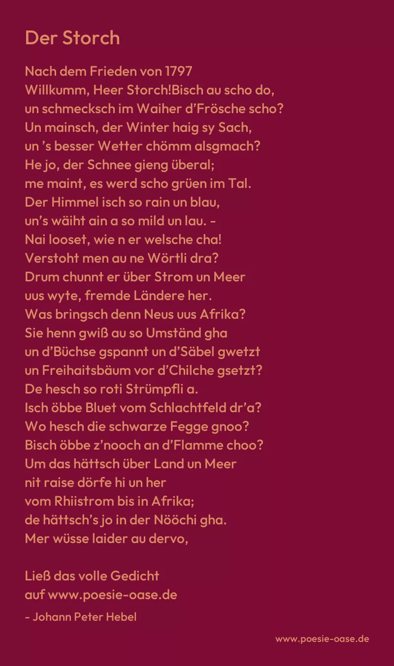 Gedicht: Der Storch von Johann Peter Hebel