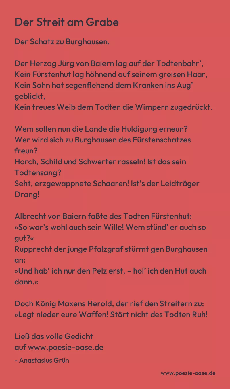 Gedicht: Der Streit am Grabe von Anastasius Grün