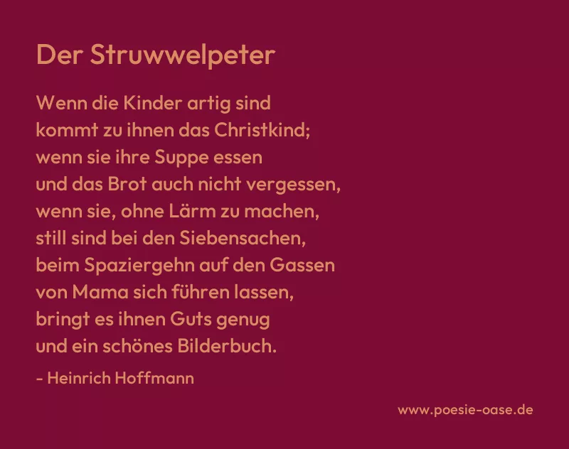 Gedicht: Der Struwwelpeter von Heinrich Hoffmann