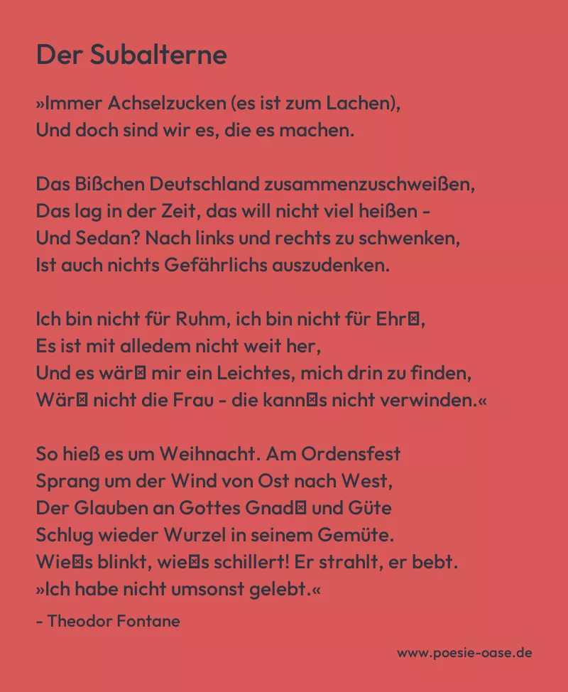 Gedicht: Der Subalterne von Theodor Fontane