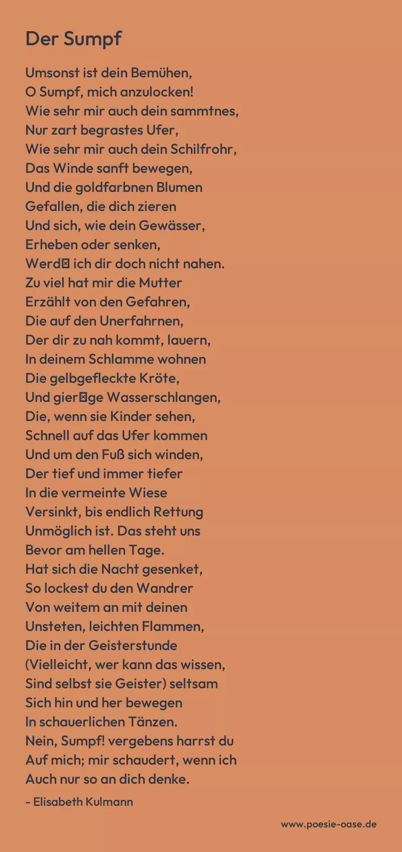Gedicht: Der Sumpf von Elisabeth Kulmann