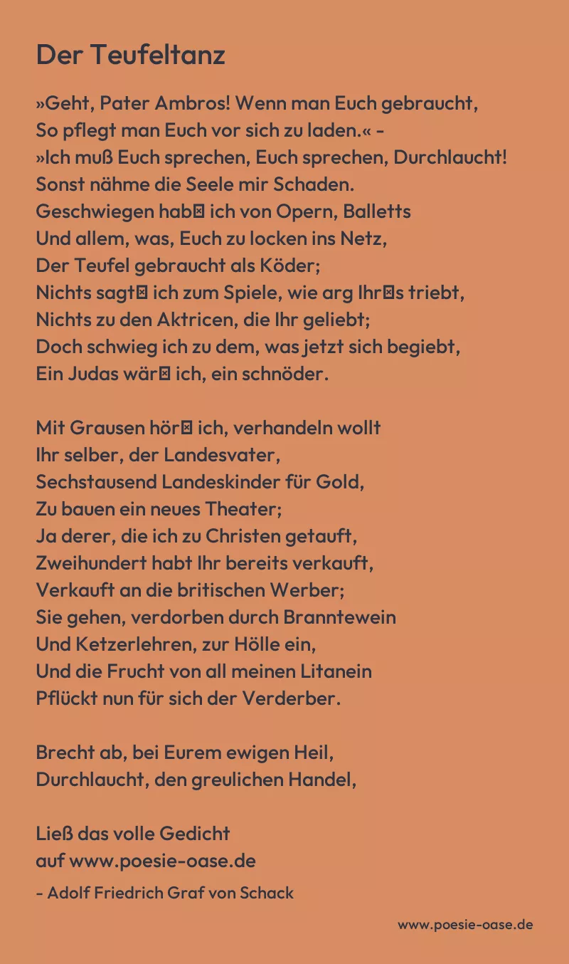 Gedicht: Der Teufeltanz von Adolf Friedrich Graf von Schack
