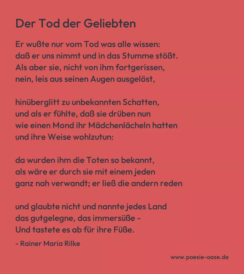 Gedicht: Der Tod der Geliebten von Rainer Maria Rilke