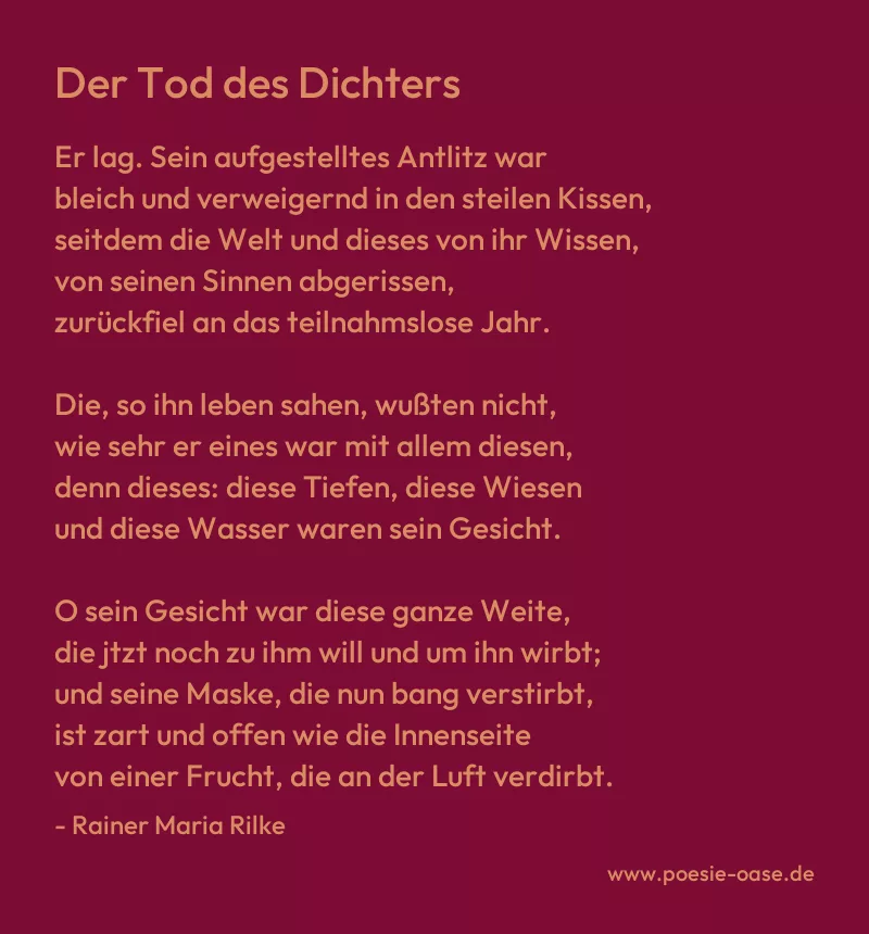 Gedicht: Der Tod des Dichters von Rainer Maria Rilke