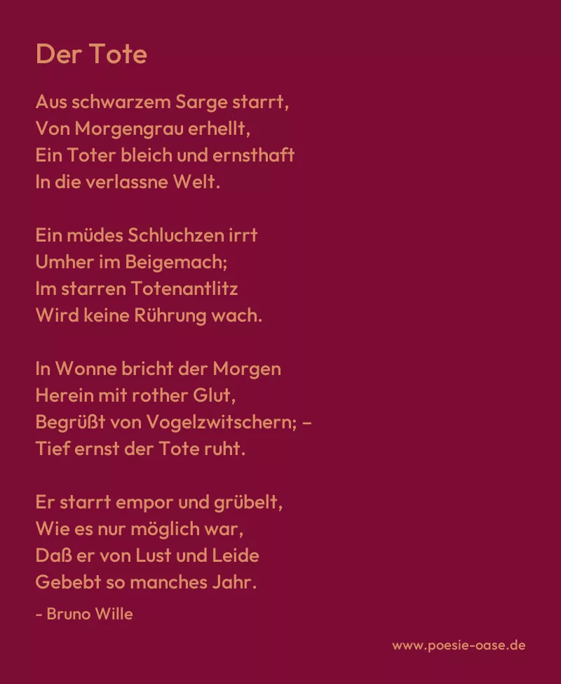 Gedicht: Der Tote von Bruno Wille
