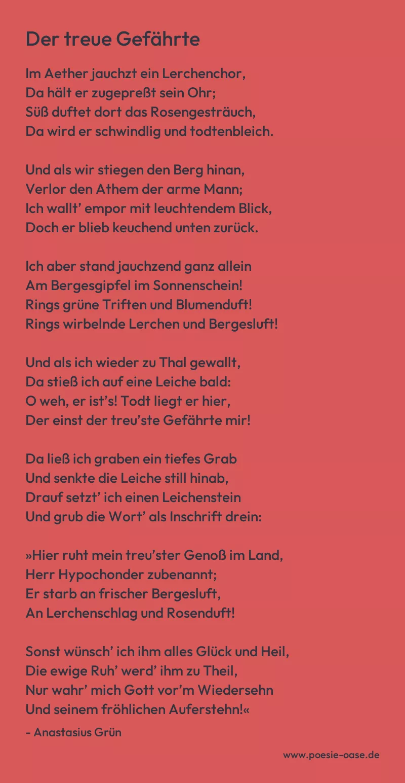 Gedicht: Der treue Gefährte von Anastasius Grün