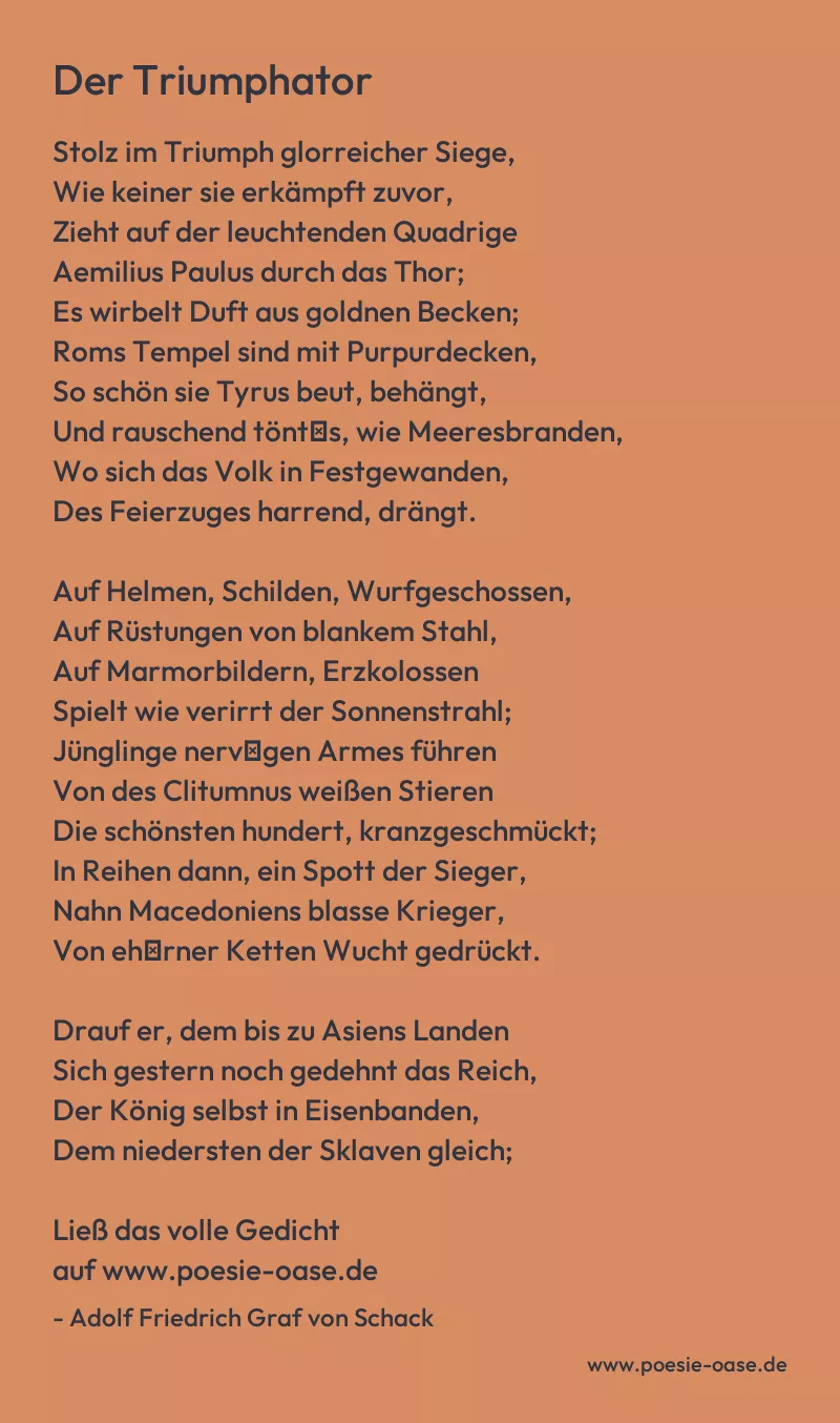 Gedicht: Der Triumphator von Adolf Friedrich Graf von Schack