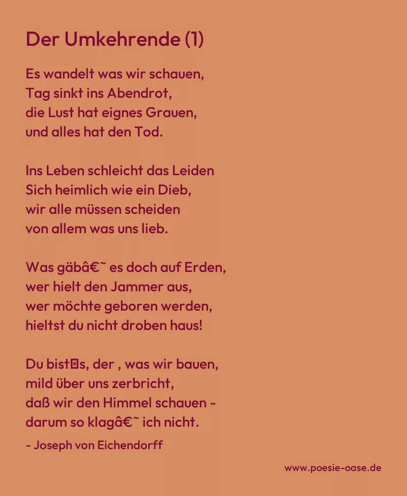 Gedicht: Der Umkehrende (1) von Joseph von Eichendorff