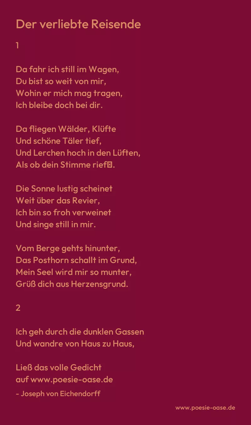 Gedicht: Der verliebte Reisende von Joseph von Eichendorff