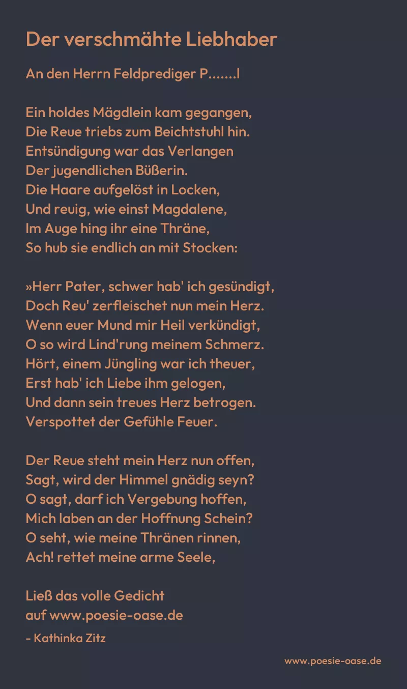 Gedicht: Der verschmähte Liebhaber von Kathinka Zitz