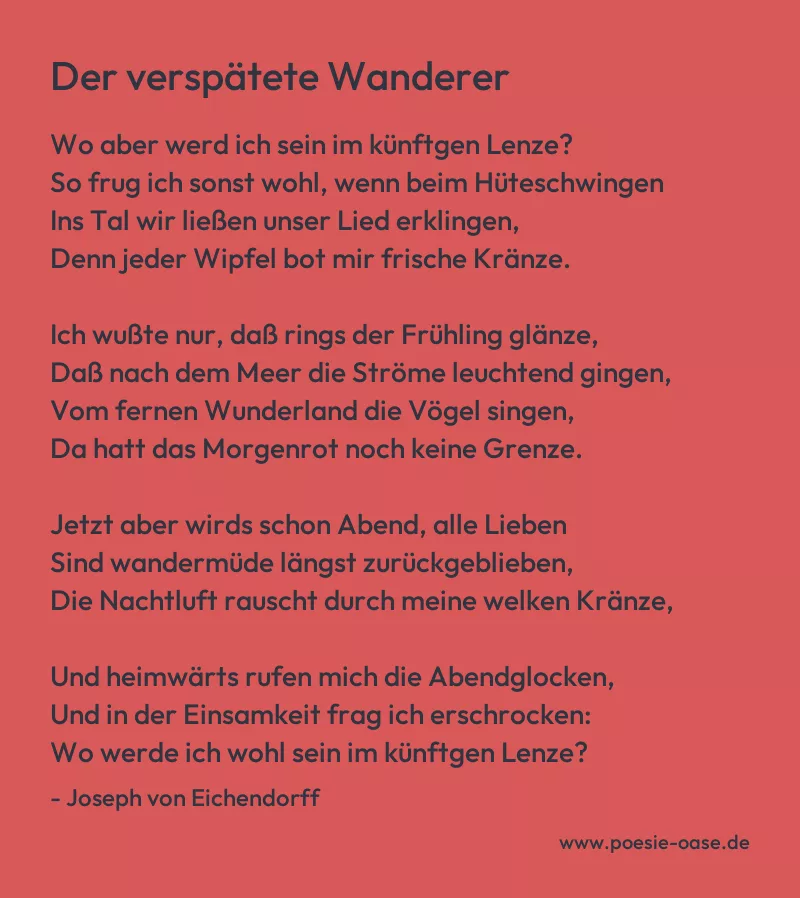 Gedicht: Der verspätete Wanderer von Joseph von Eichendorff