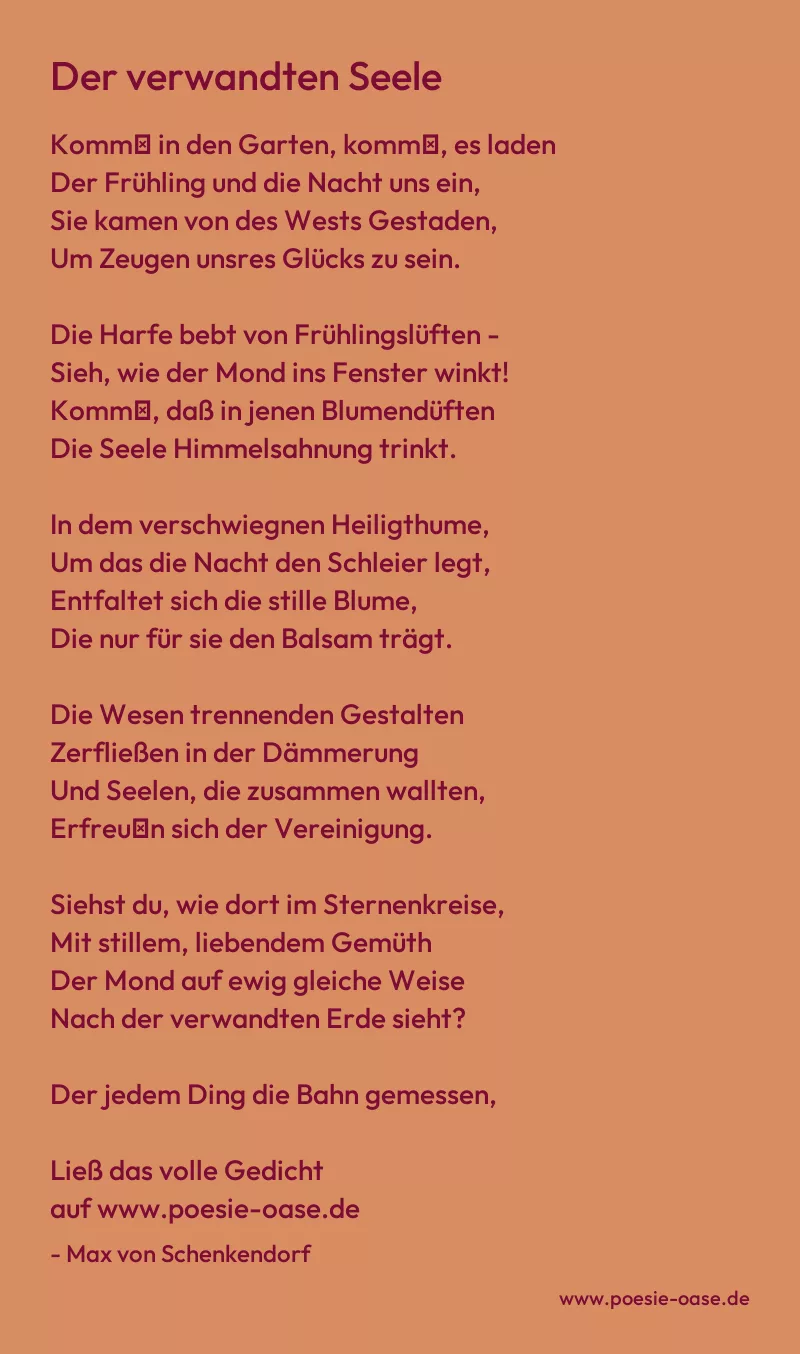 Gedicht: Der verwandten Seele von Max von Schenkendorf