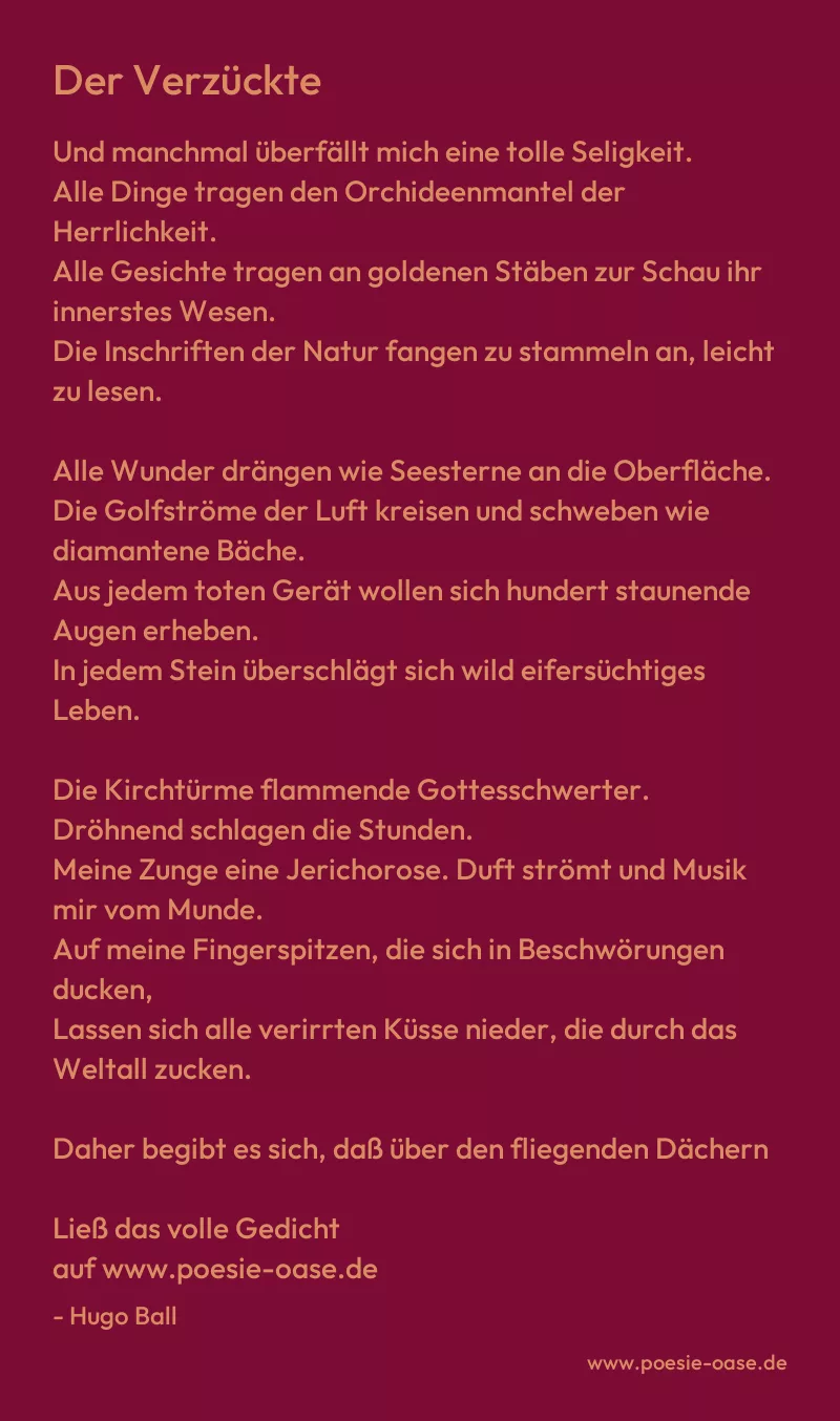 Gedicht: Der Verzückte von Hugo Ball