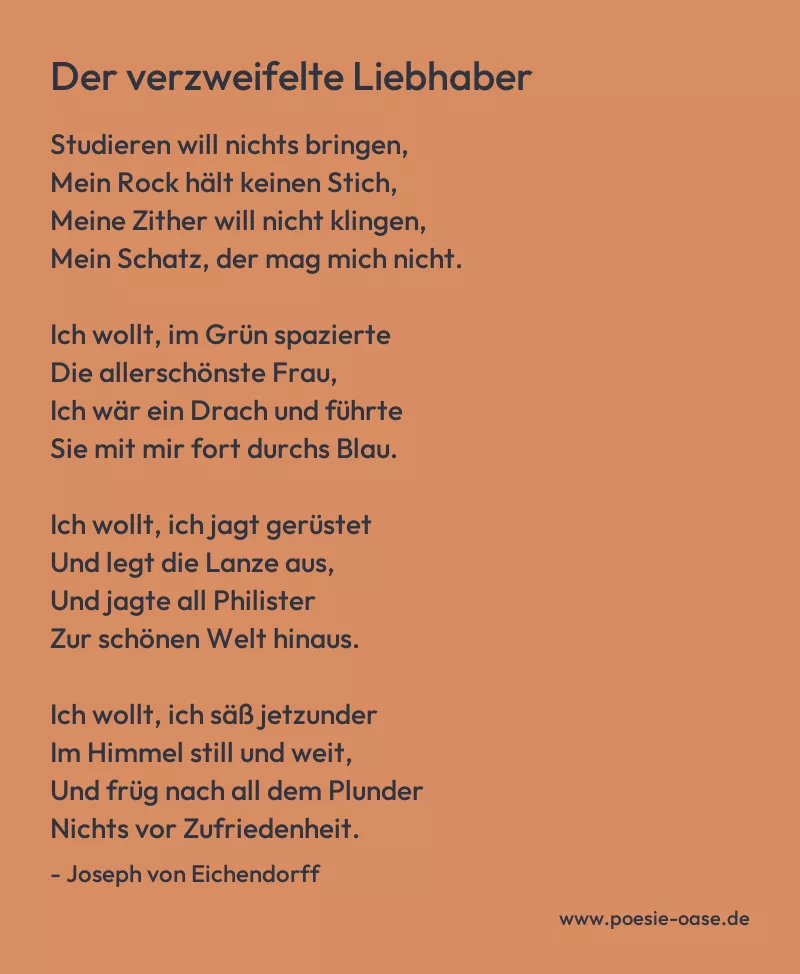 Gedicht: Der verzweifelte Liebhaber von Joseph von Eichendorff