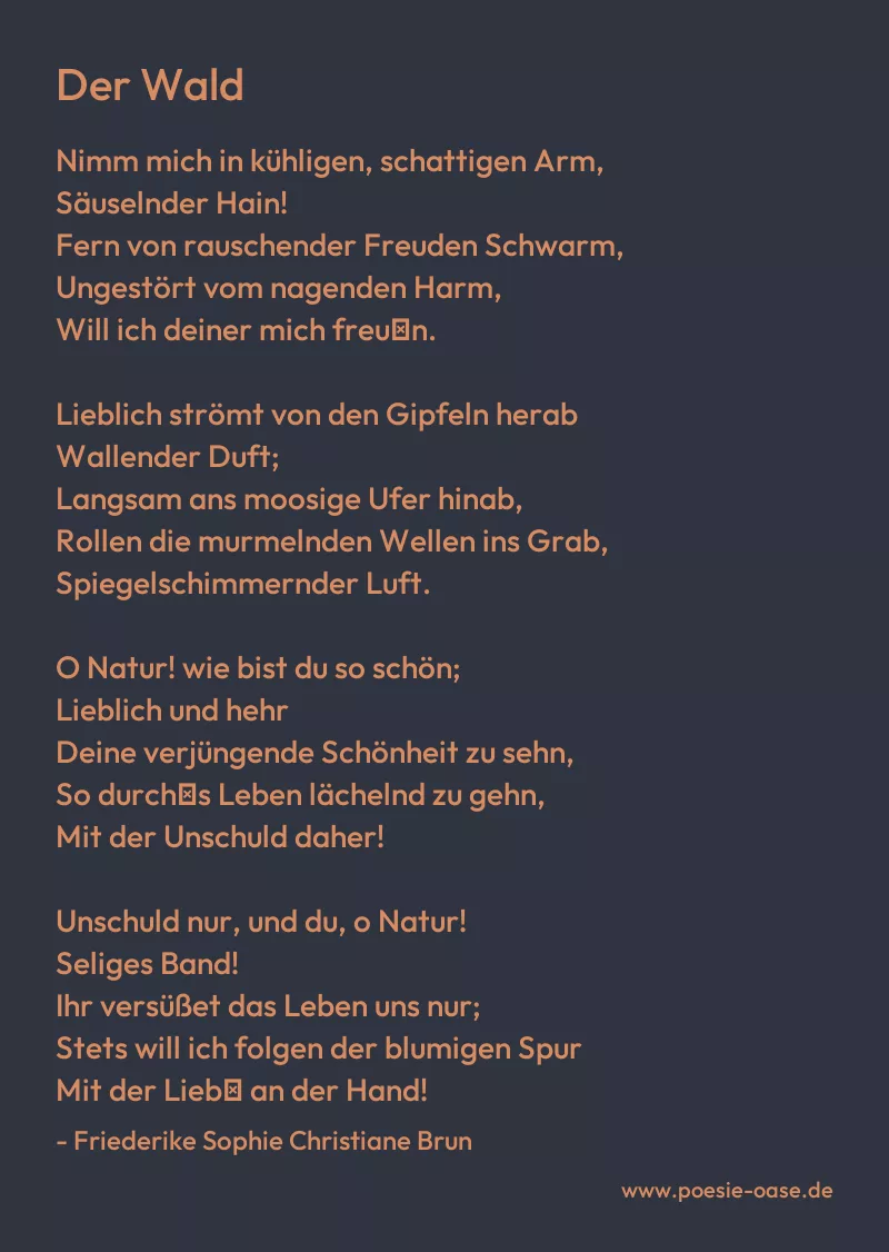 Gedicht: Der Wald von Friederike Sophie Christiane Brun