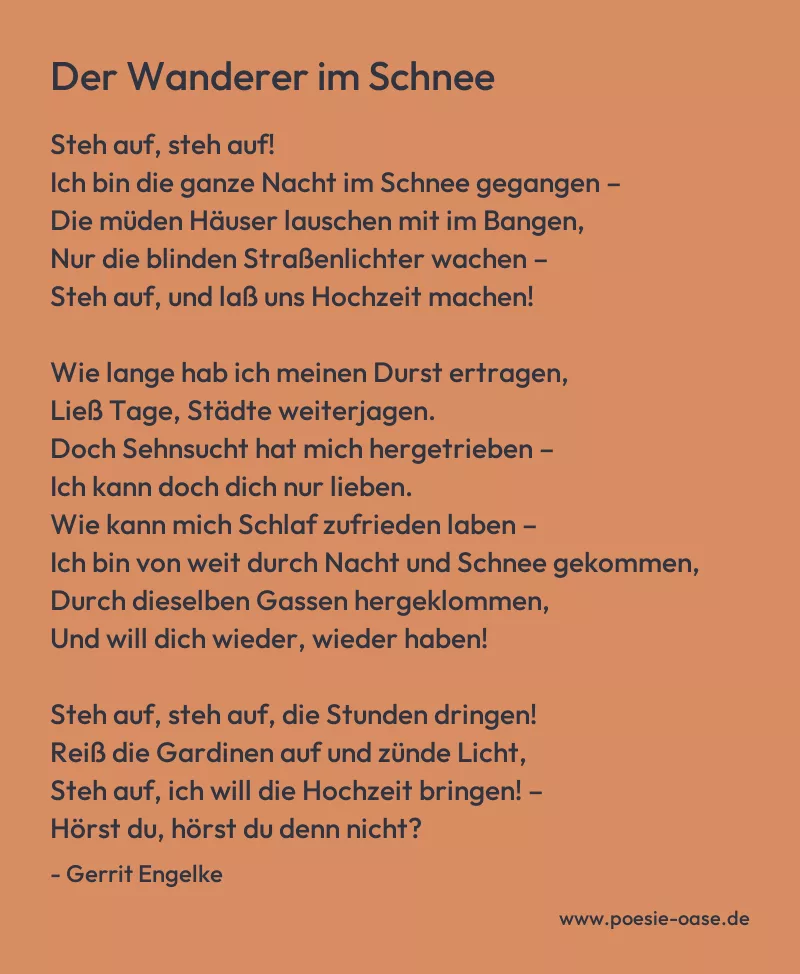 Gedicht: Der Wanderer im Schnee von Gerrit Engelke