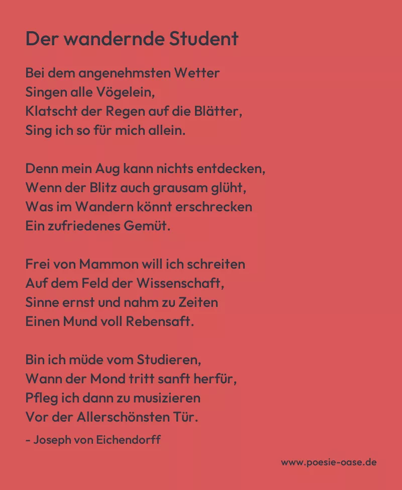 Gedicht: Der wandernde Student von Joseph von Eichendorff