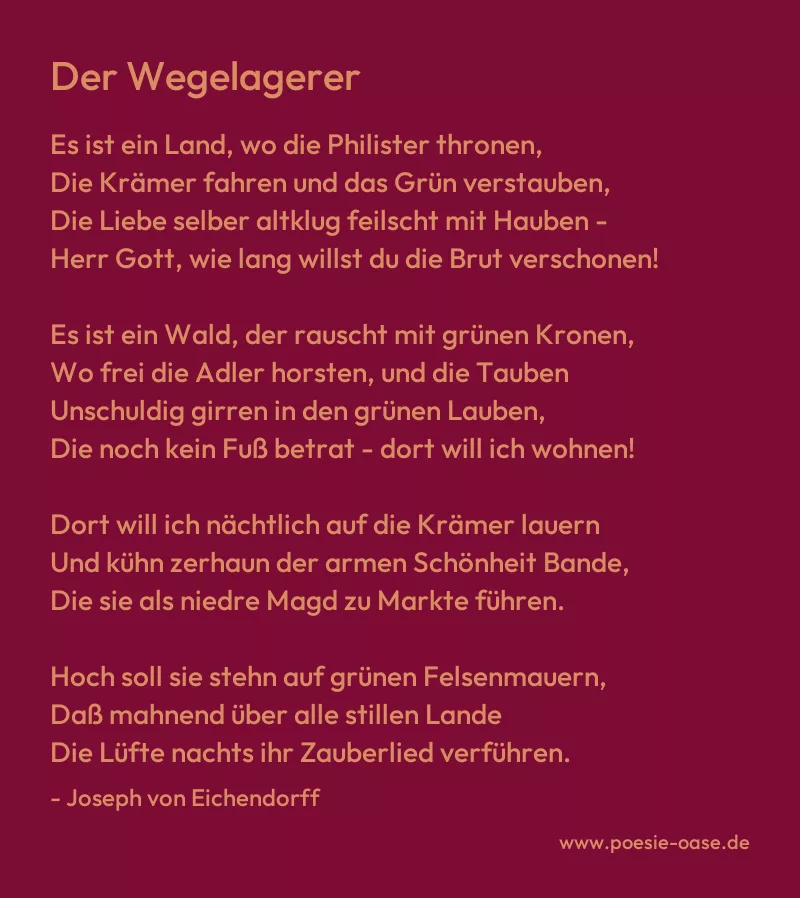 Gedicht: Der Wegelagerer von Joseph von Eichendorff