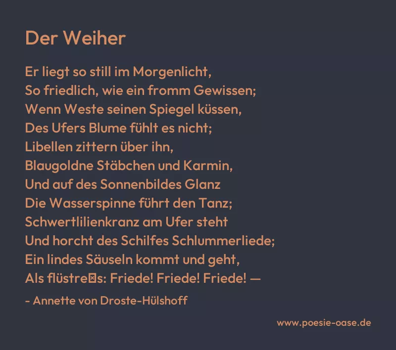 Gedicht: Der Weiher von Annette von Droste-Hülshoff