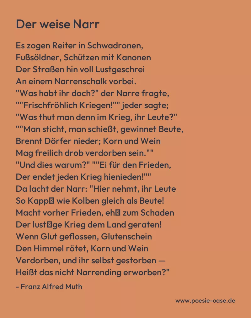 Gedicht: Der weise Narr von Franz Alfred Muth