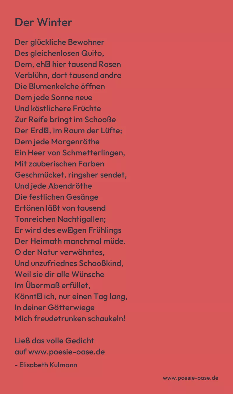 Gedicht: Der Winter von Elisabeth Kulmann