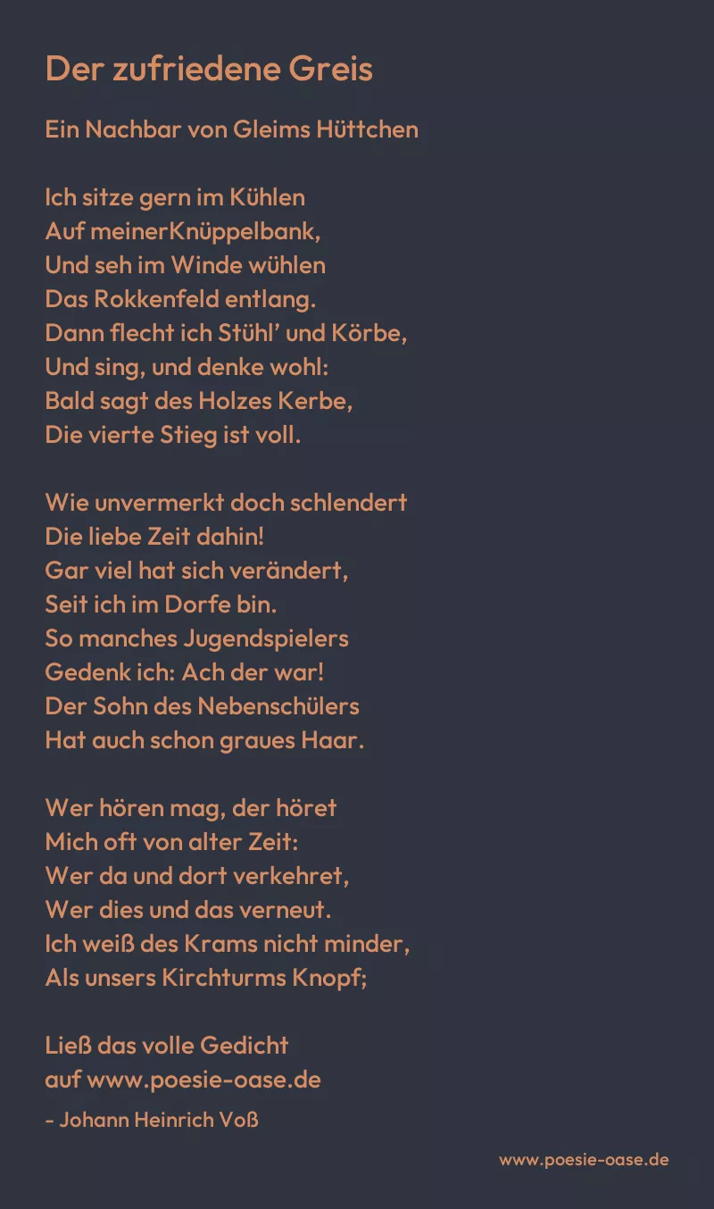 Gedicht: Der zufriedene Greis von Johann Heinrich Voß