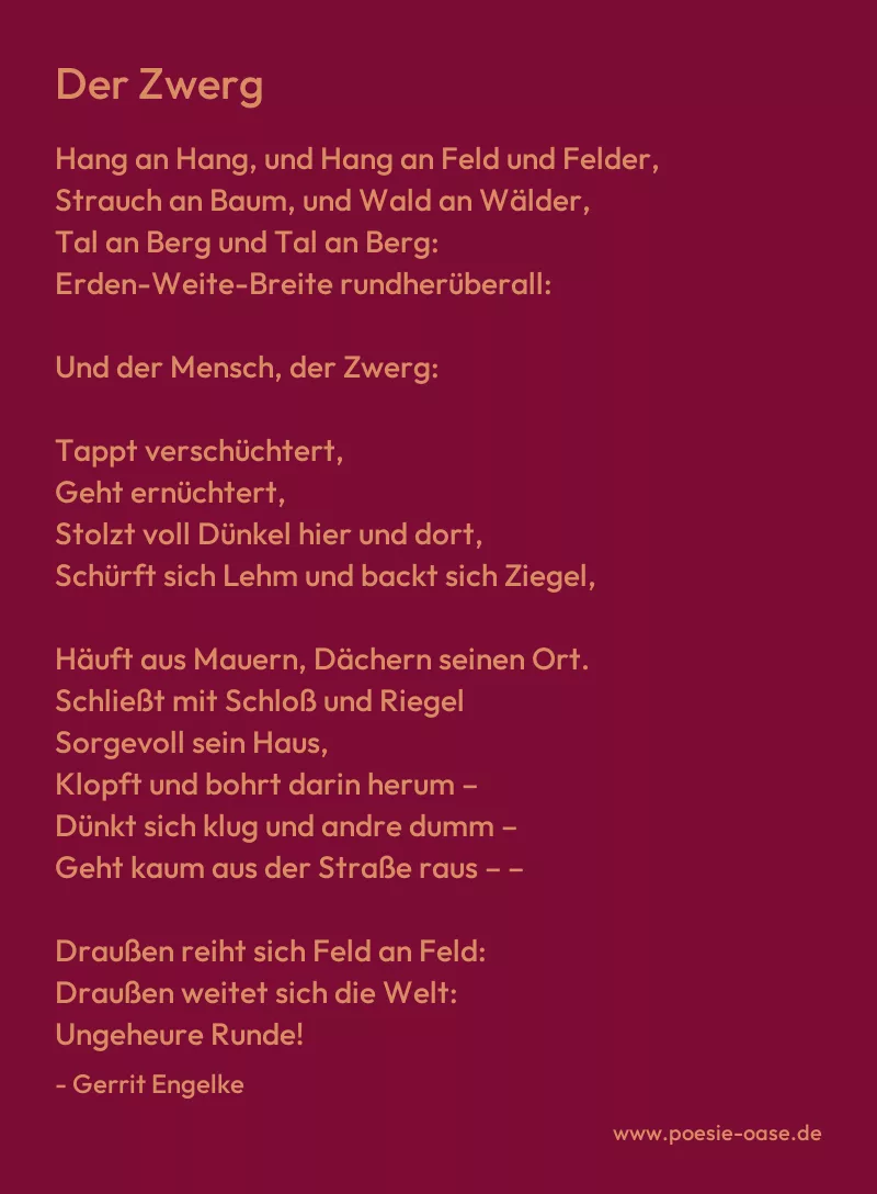 Gedicht: Der Zwerg von Gerrit Engelke