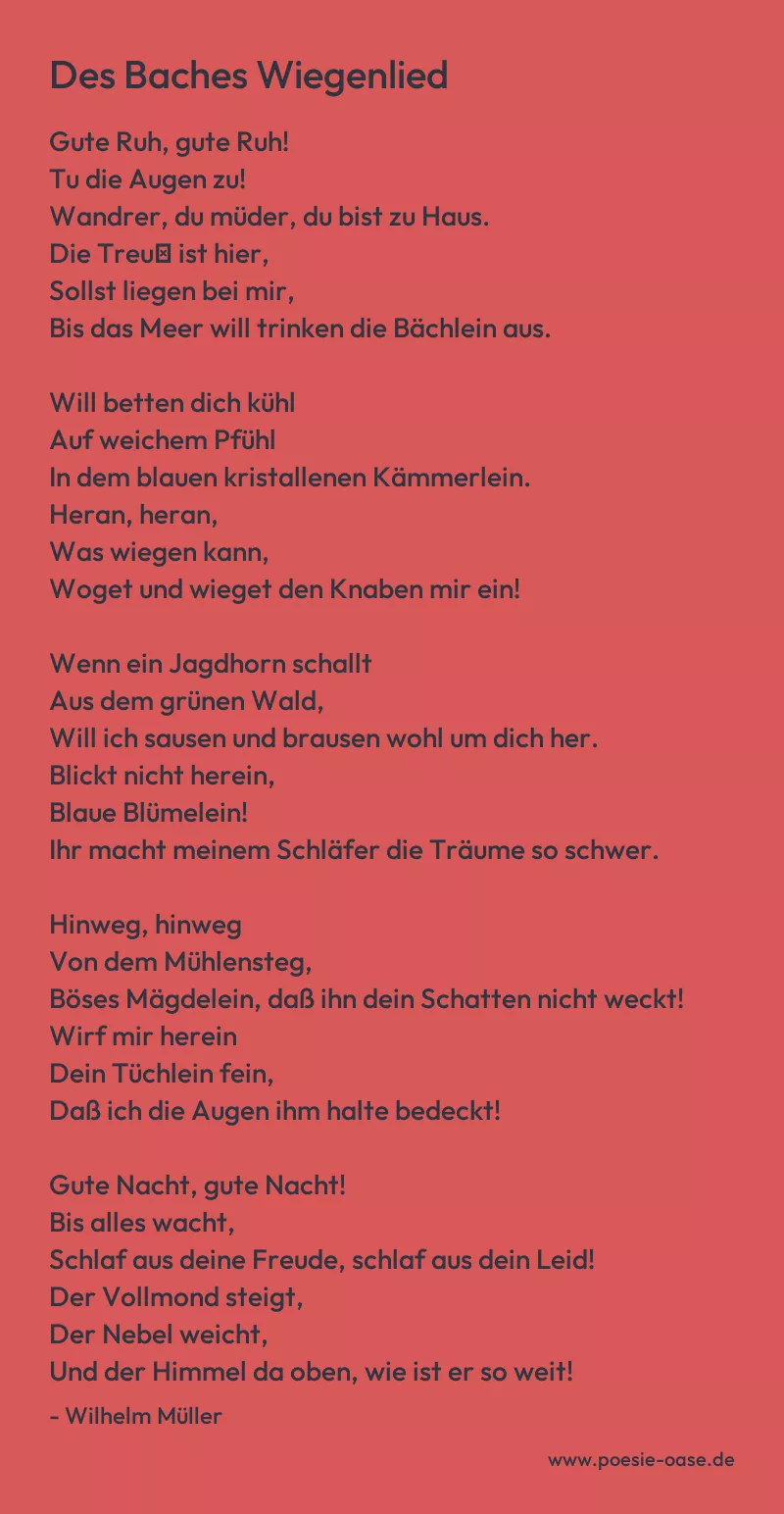 Gedicht: Des Baches Wiegenlied von Wilhelm Müller