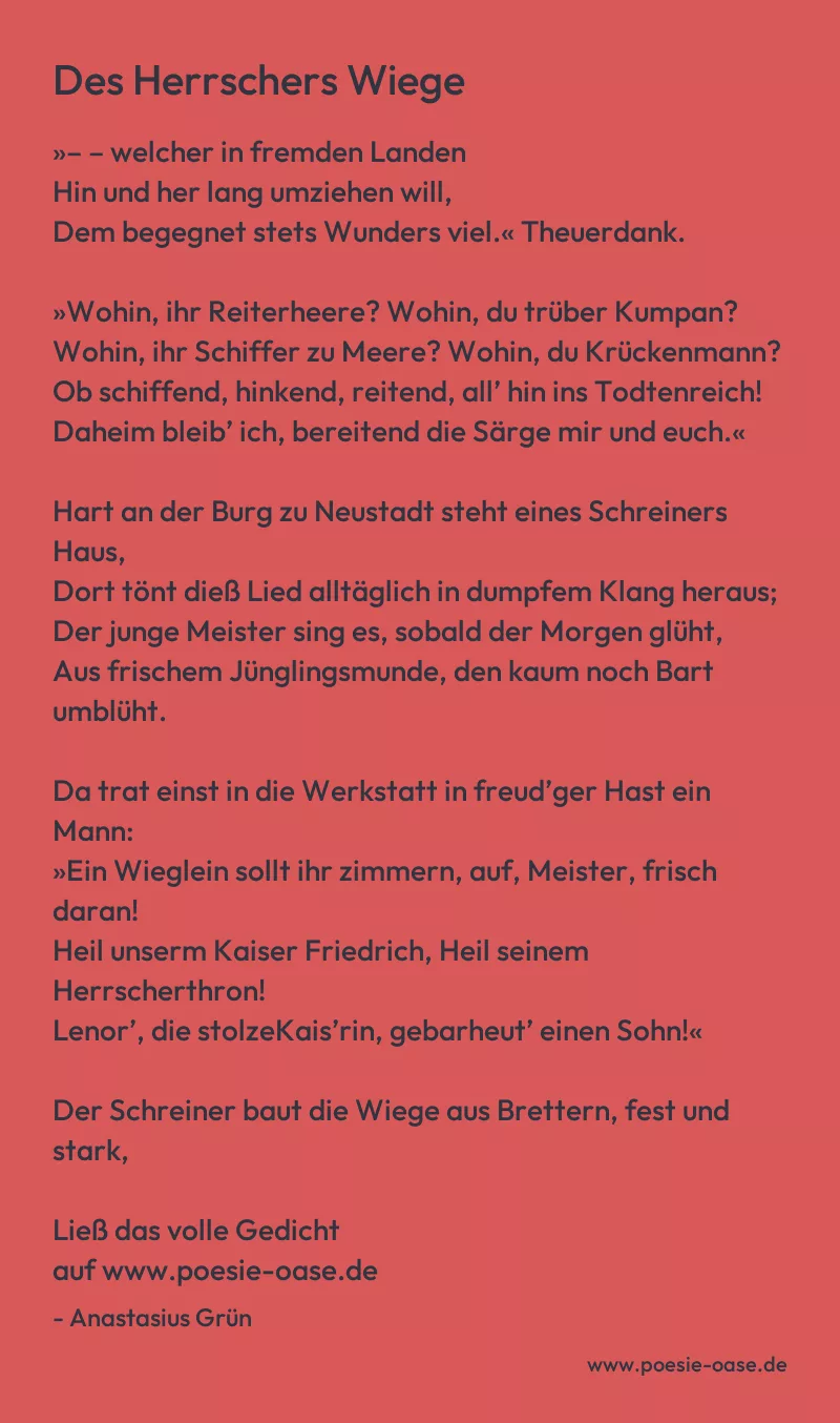 Gedicht: Des Herrschers Wiege von Anastasius Grün