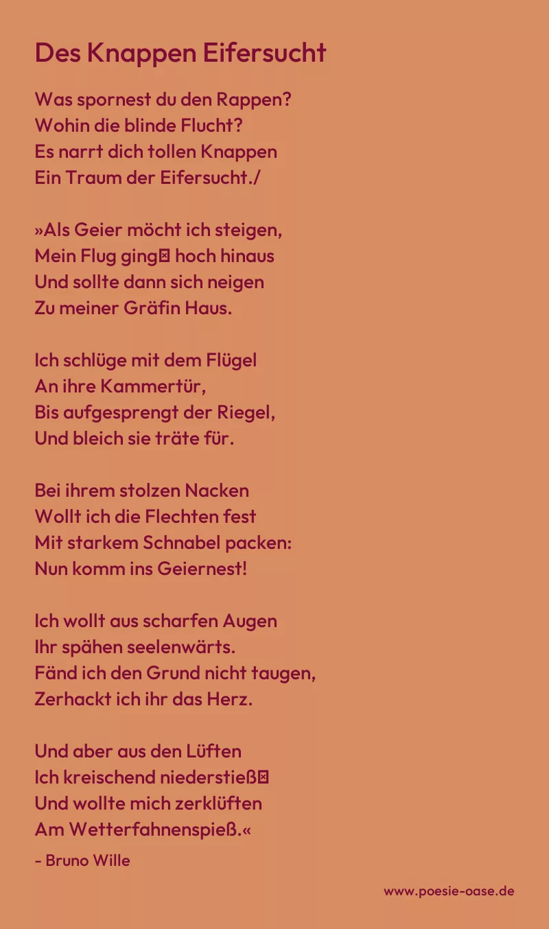Gedicht: Des Knappen Eifersucht von Bruno Wille