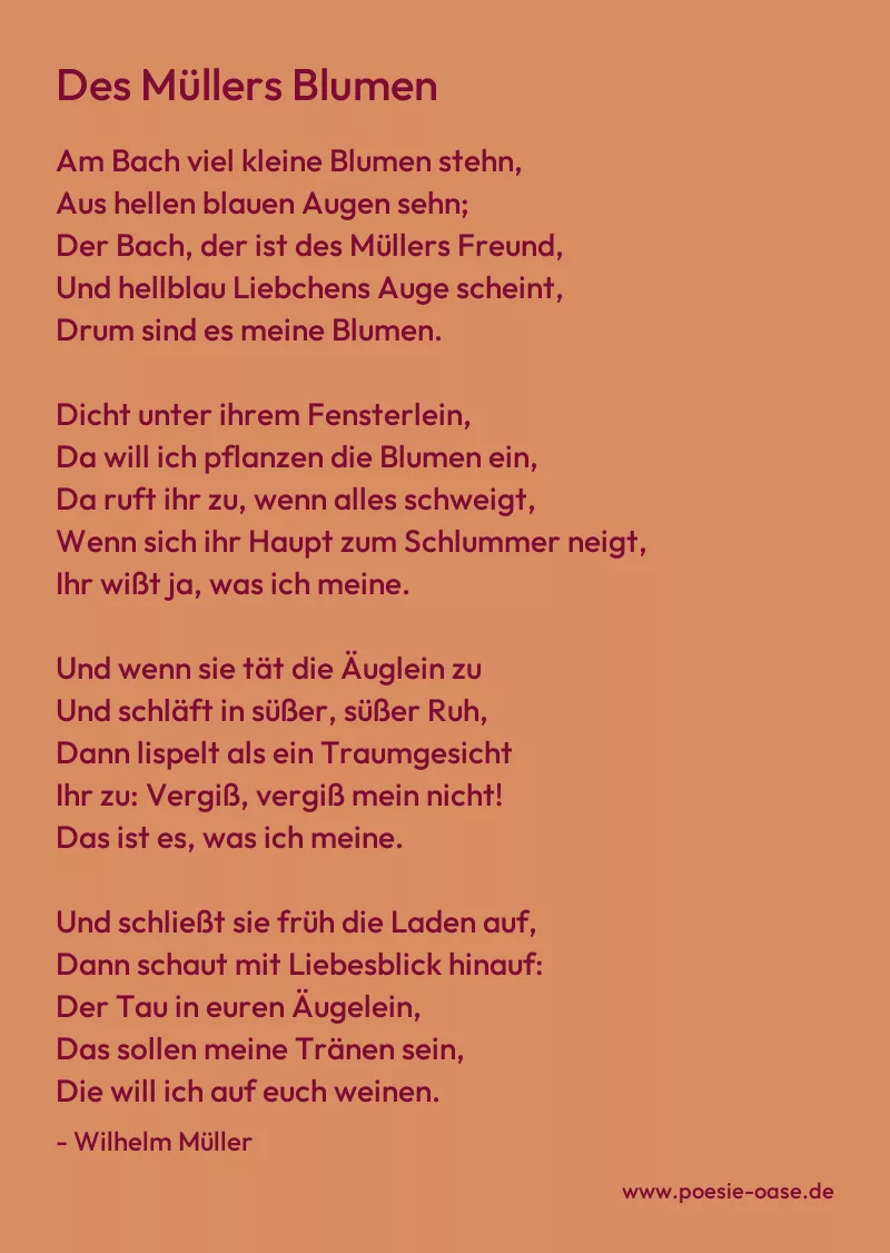Gedicht: Des Müllers Blumen von Wilhelm Müller
