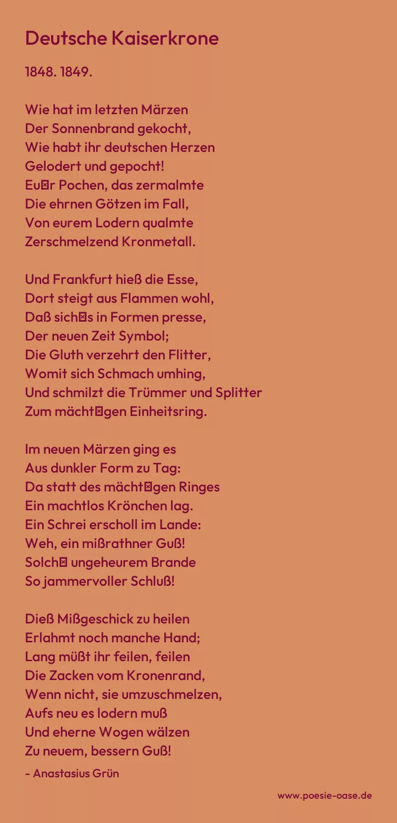 Gedicht: Deutsche Kaiserkrone von Anastasius Grün