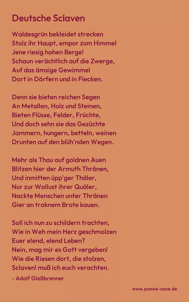 Gedicht: Deutsche Sclaven von Adolf Glaßbrenner