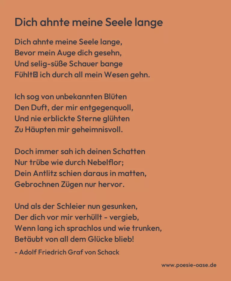 Dich ahnte meine Seele lange