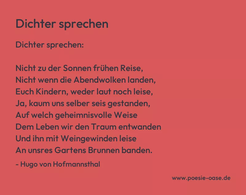 Gedicht: Dichter sprechen von Hugo von Hofmannsthal