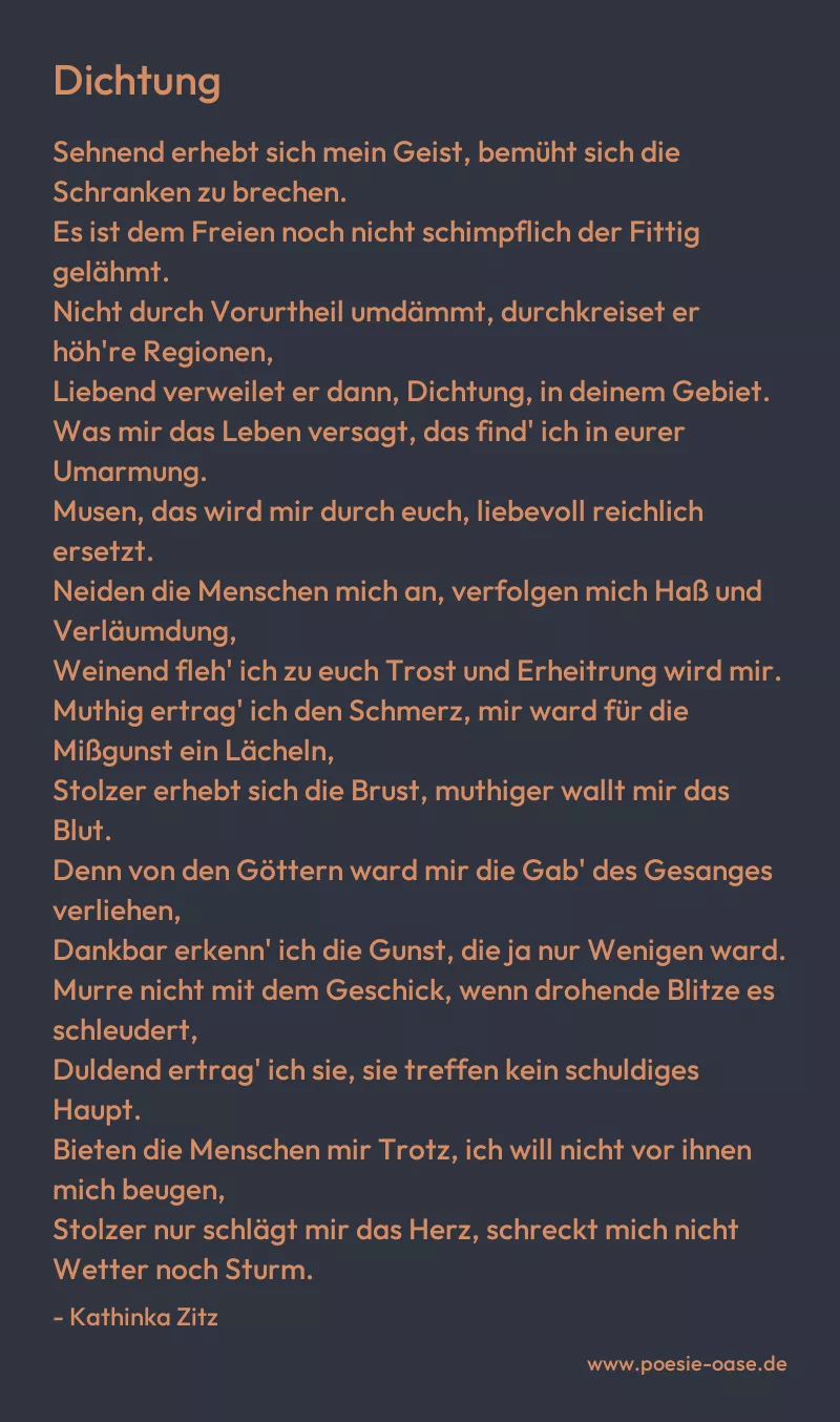 Gedicht: Dichtung von Kathinka Zitz