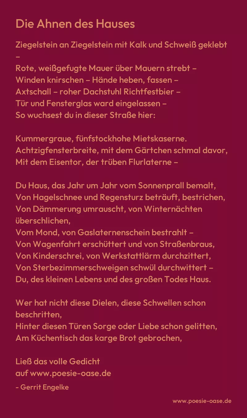 Gedicht: Die Ahnen des Hauses von Gerrit Engelke