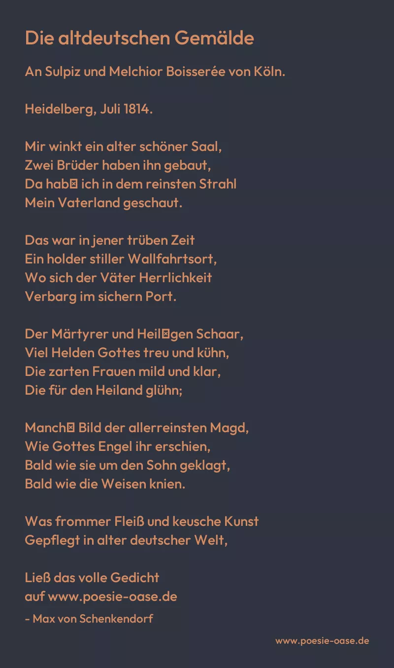 Gedicht: Die altdeutschen Gemälde von Max von Schenkendorf