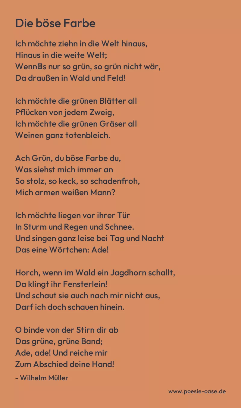 Gedicht: Die böse Farbe von Wilhelm Müller