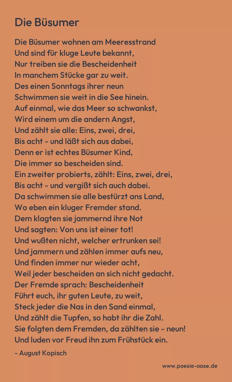Gedicht: Die Büsumer von August Kopisch